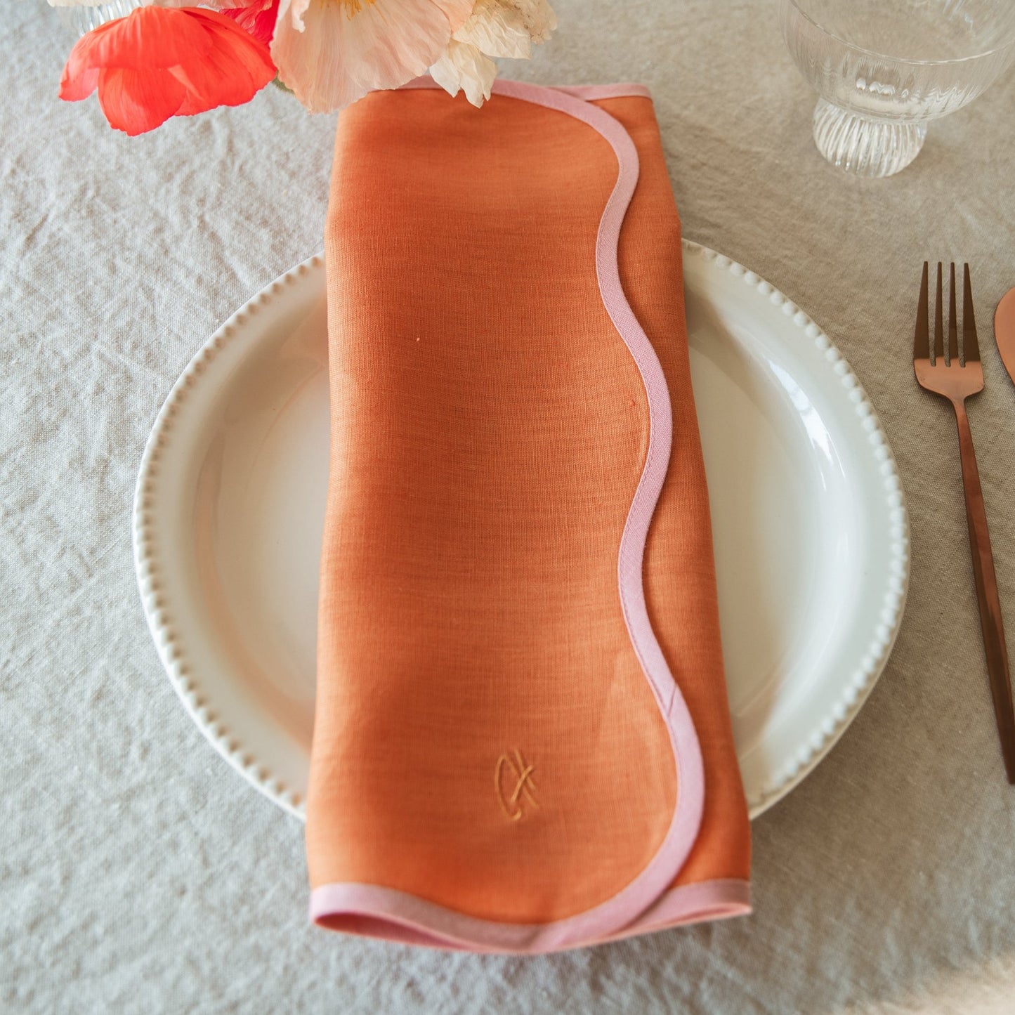 Tangerine & Pink Linen Napkin (Set of 4)