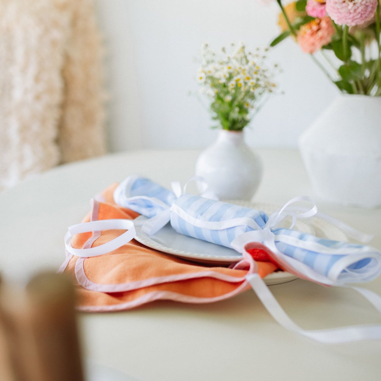 Powder Blue Stripe Wave Napkin (Set of 4)