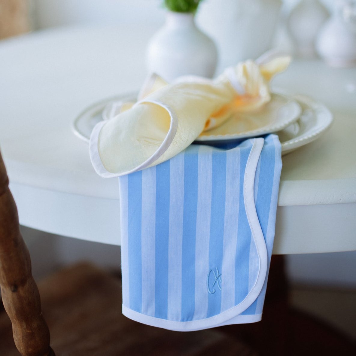 Powder Blue Stripe Wave Napkin (Set of 4)