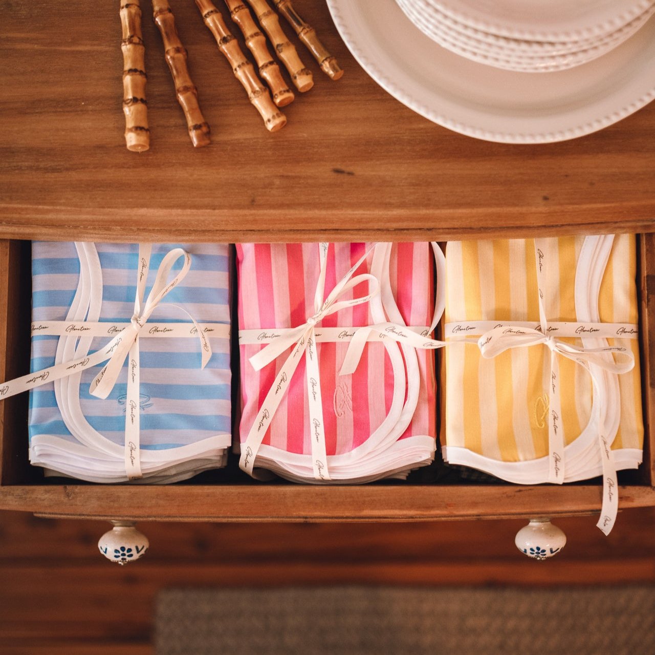 Pink Stripe Wave Napkin (Set of 4)