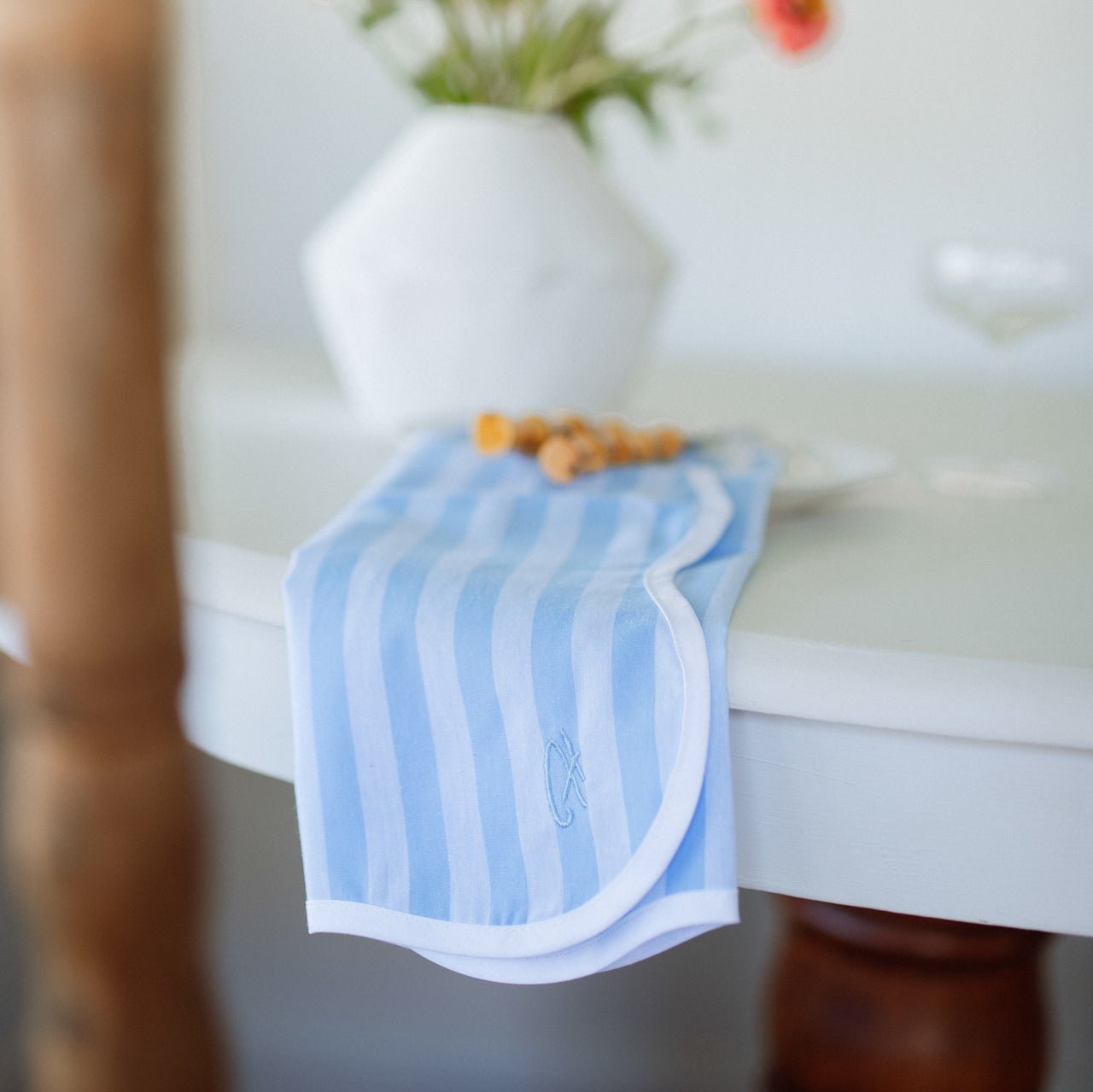 Powder Blue Stripe Wave Napkin (Set of 4)